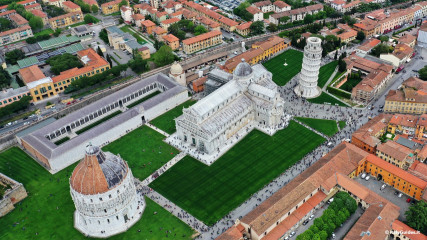 Tower of Pisa: Campo dei Miracoli aerial view
