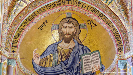Cefalù: Cefalù Cathedral: Christ Pantocrator mosaic
