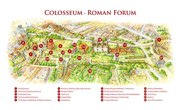 The Roman Forum Map - Interactive or PDF to download 